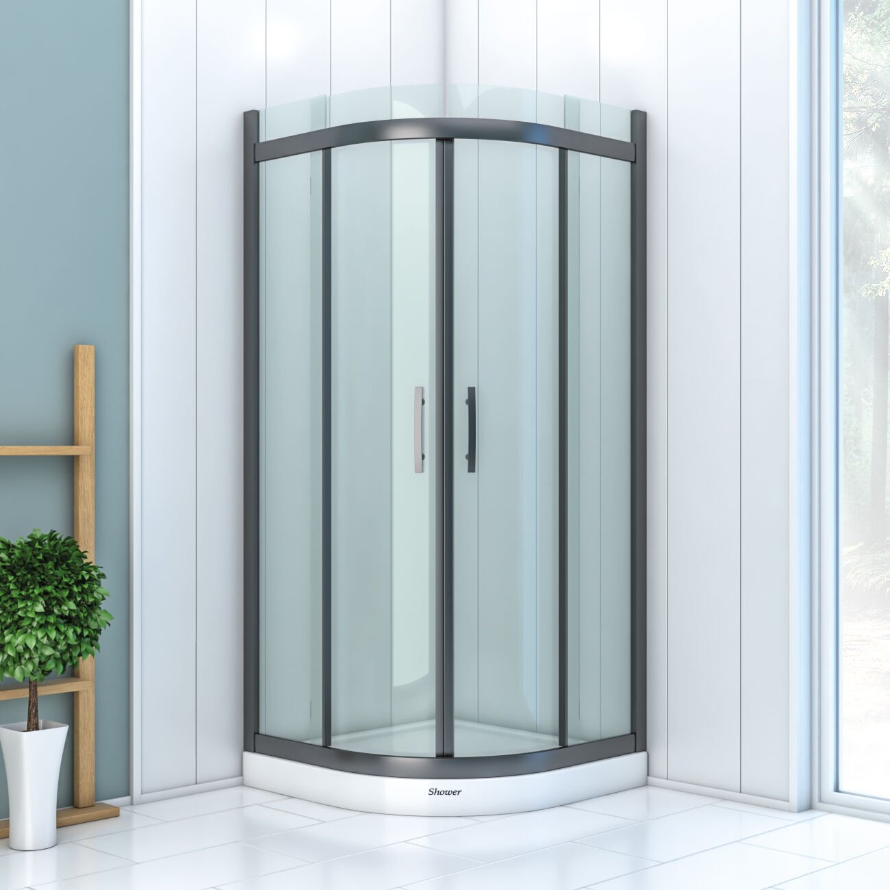 Shower İcon 90x90 2 Sabit 2 Çalışır Oval Tekne Üzeri Kabin