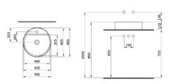 Bocchi Sottile Slim Line Yuvarlak Batarya Banklı Lavabo 45 cm Mat Beyaz