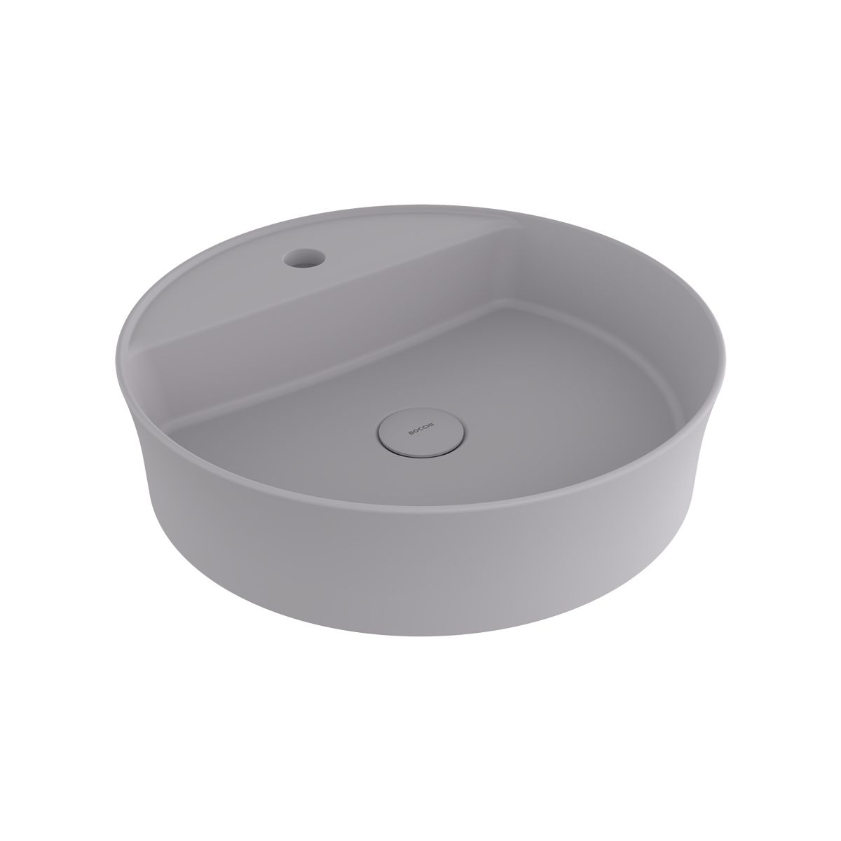 Bocchi Sottile Slim Line Yuvarlak Batarya Banklı Lavabo 45 cm Mat Gri