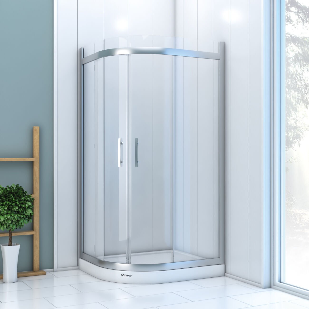 Shower Icon 90x100 2 Sabit 2 Çalışır Asimetrik Tekne Üzeri Kabin