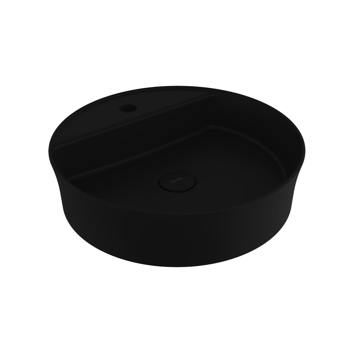 Bocchi Sottile Slim Line Yuvarlak Batarya Banklı Lavabo 45 cm Mat Siyah