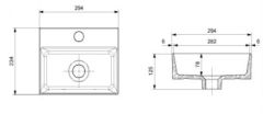 Bocchi Sottile Slim Line Dikdörtgen Batarya Banklı Lavabo 30x24 cm Parlak Bisküvi