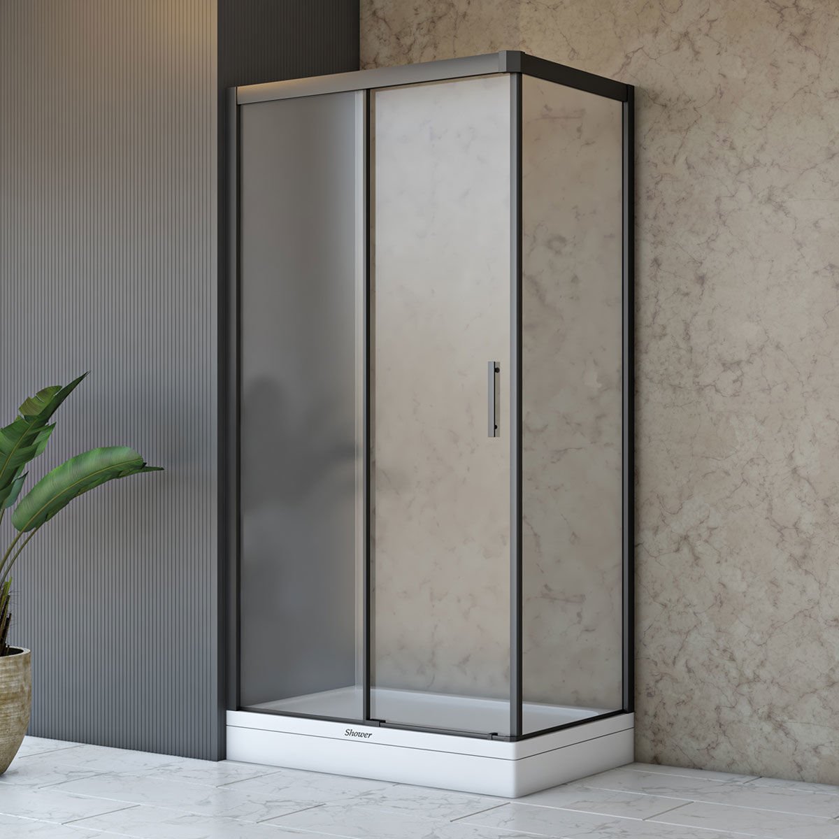 Shower Vega 85x110 1 Sabit 1 Kayar Yan Panelli Duş Kabini