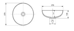 Bocchi Sottile Slim Line Yuvarlak 38 cm Lavabo Mat Siyah