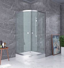 Shower Neptün 80x80 2 Sabit 2 Çalışır Oval Tekne Üzeri Kabin