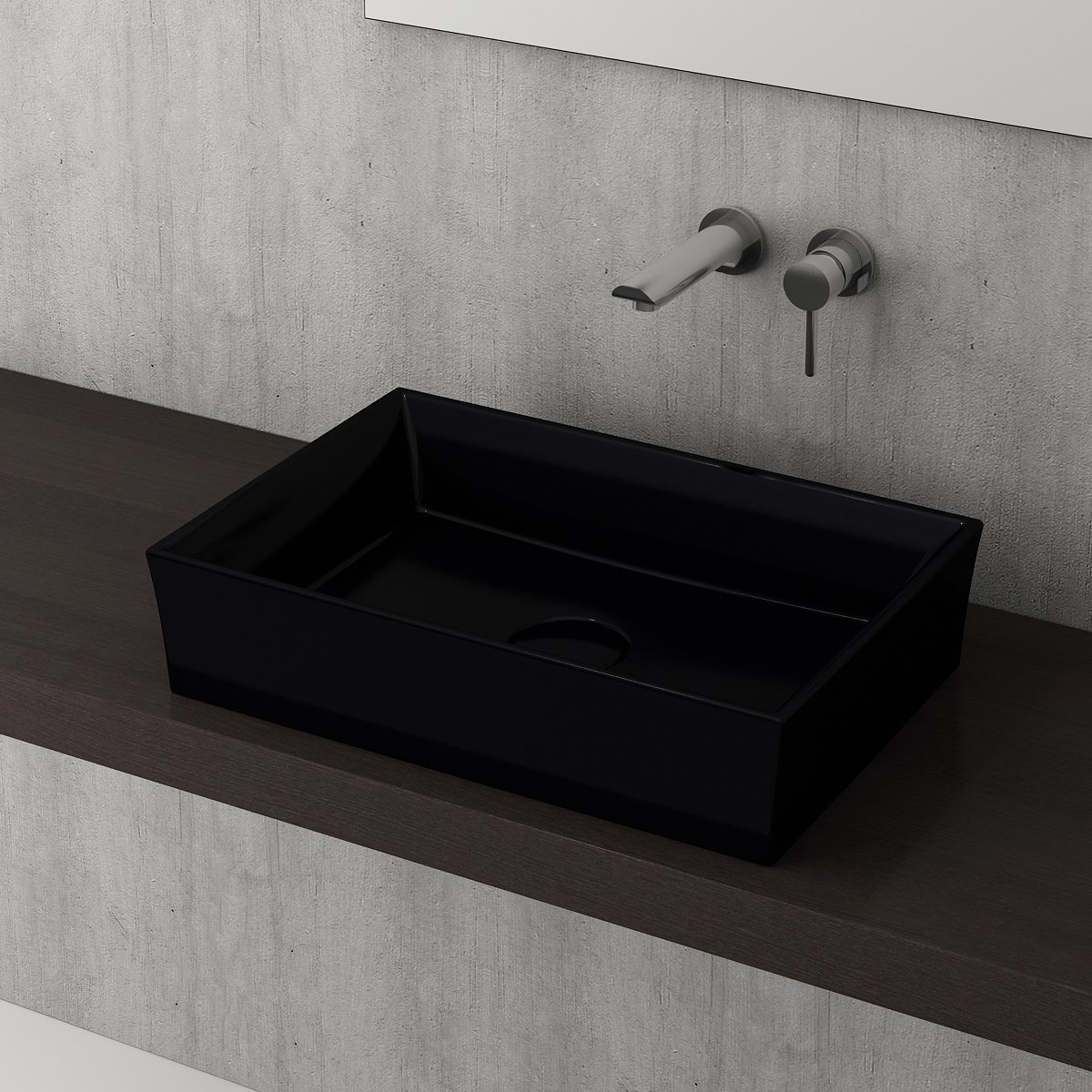 Bocchi | Vessel Çanak Lavabo 56 cm Parlak Siyah