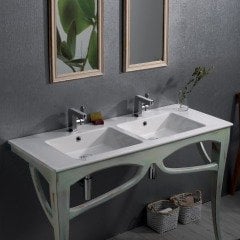 Turkuaz İbiza Etajerli Çift Gözlü Lavabo121 cm