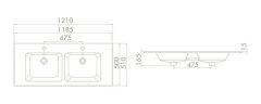 Turkuaz İbiza Etajerli Çift Gözlü Lavabo121 cm
