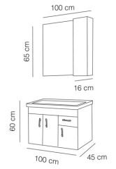 Fym Eymir 100 cm Banyo Dolabı