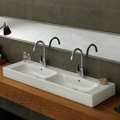 TURKUAZ | PİNTO ETAJERLİ LAVABO 150 CM (ÇİFT HAZNELİ)