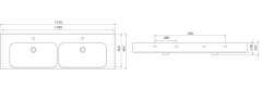 TURKUAZ | PİNTO ETAJERLİ LAVABO 150 CM (ÇİFT HAZNELİ)