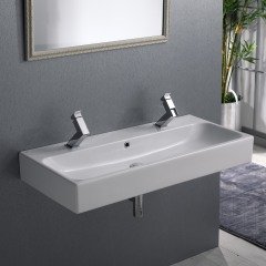 TURKUAZ | PİNTO ETAJERLİ LAVABO 100 CM (TEK HAZNELİ, ÇİFT BATARYA DELİKLİ)