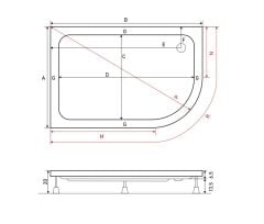 Shower 70x110 Oval Asimetrik Duş Teknesi (Panelli)