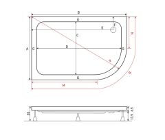 Shower 70x130 Oval Asimetrik Duş Teknesi (Panelli)