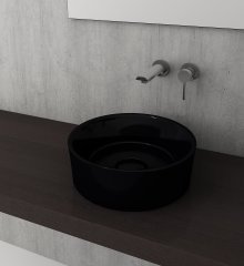Bocchi | Vessel Oval Çanak Lavabo 38 cm Parlak Siyah