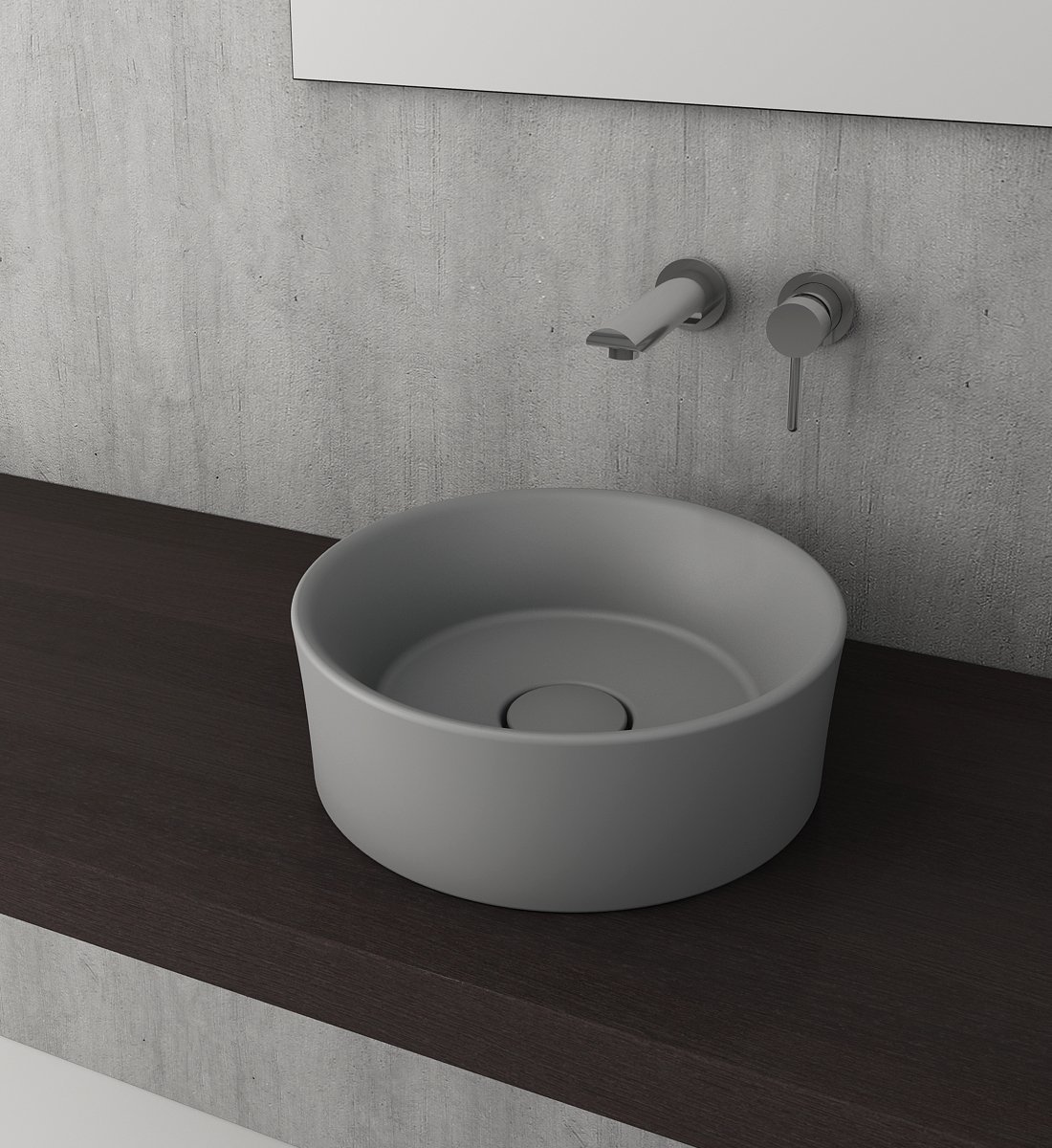 Bocchi | Vessel Oval Çanak Lavabo 38 cm Mat Gri