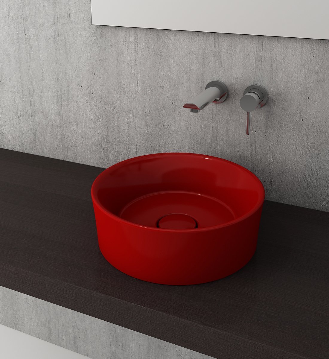 Bocchi | Vessel Oval Çanak Lavabo 38 cm Parlak Kırmızı
