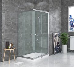 Shower Neptün 80x90 2 Sabit 2 Çalışır Dikdörtgen Tekne Üzeri Kabin