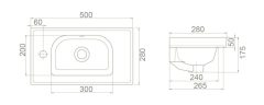 TURKUAZ | FRAME ETAJERLİ LAVABO 50 CM (SOLDAN BATARYA DELİKLİ)