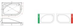 Shower 90x130 Puno Asimetrik Oval Duş Teknesi (Panelli)