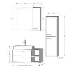 Bagnora Alize 85 cm Antrasit Beyaz Banyo Dolabı