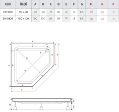 Shower 100x100 Batura Beşgen Duş Teknesi (Panelli)