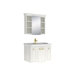 Kale Arte+ Banyo Dolabı Seti Parlak Beyaz Altın Kulplu 80cm