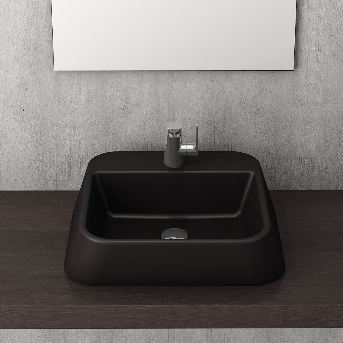 Bocchi | Firenze Çanak Lavabo 50*42 cm Mat Siyah