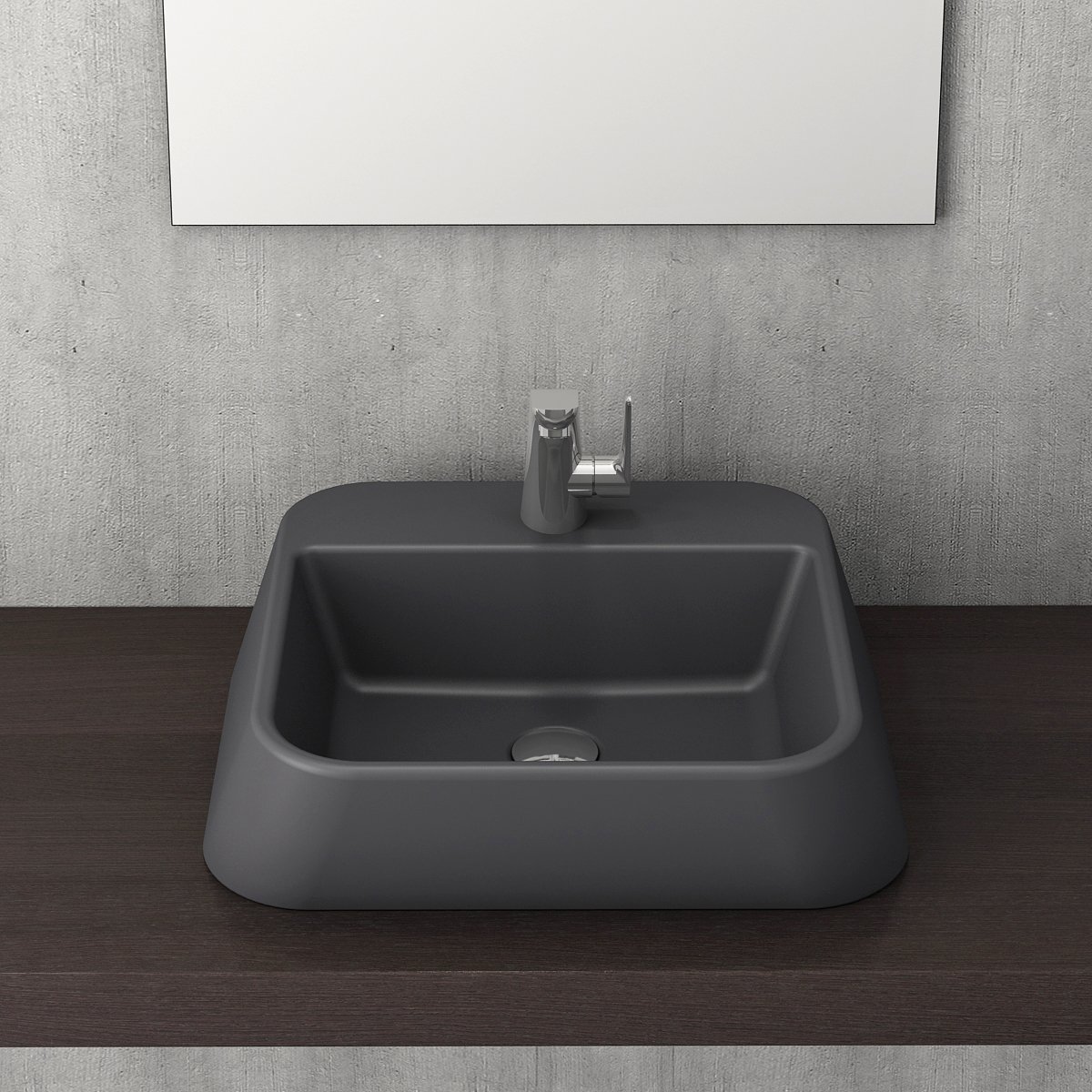 Bocchi | Firenze Çanak Lavabo 50*42 cm Mat Antrasit