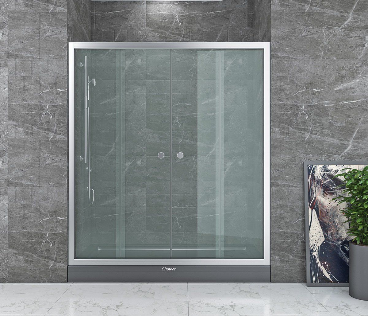 Shower Neptün 130 cm İki Duvar Arası 2 Sabit 2 Çalışır Tekne Üzeri Kabin
