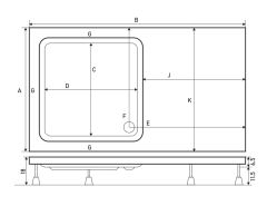 Shower 90x190 Beam Özel Kesim Duş Teknesi (Panelli)