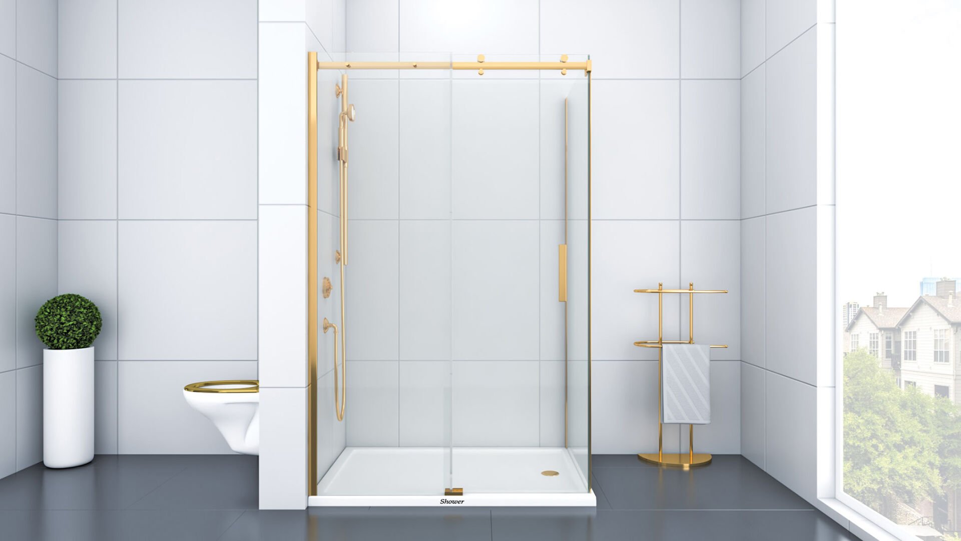 Shower Royal 90x120 1 Sabit 1 Kayar Yan Panelli Tekne Üzeri Duş Kabini