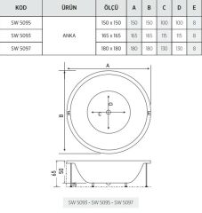 Shower Anka 150x150 Oturmasız Düz Özel Küvet