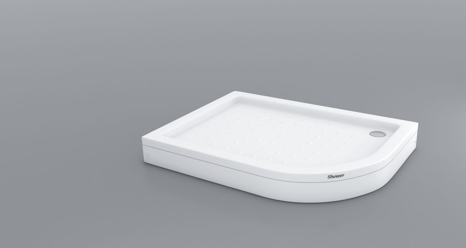 Shower 80x110 Düz Zemin Oval Asimetrik Duş Teknesi (Panelli)