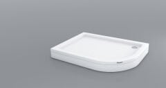 Shower 80x110 Düz Zemin Oval Asimetrik Duş Teknesi (Panelli)