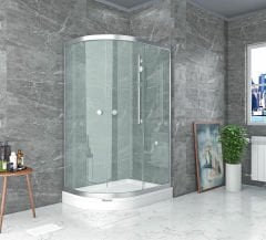 Shower Satürn 80x90 2 Sabit 2 Çalışır Asimetrik Tekne Üzeri Kabin