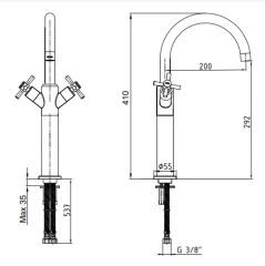 E.C.A. | QUADRILLE YÜKSEK TİP LAVABO BATARYASI