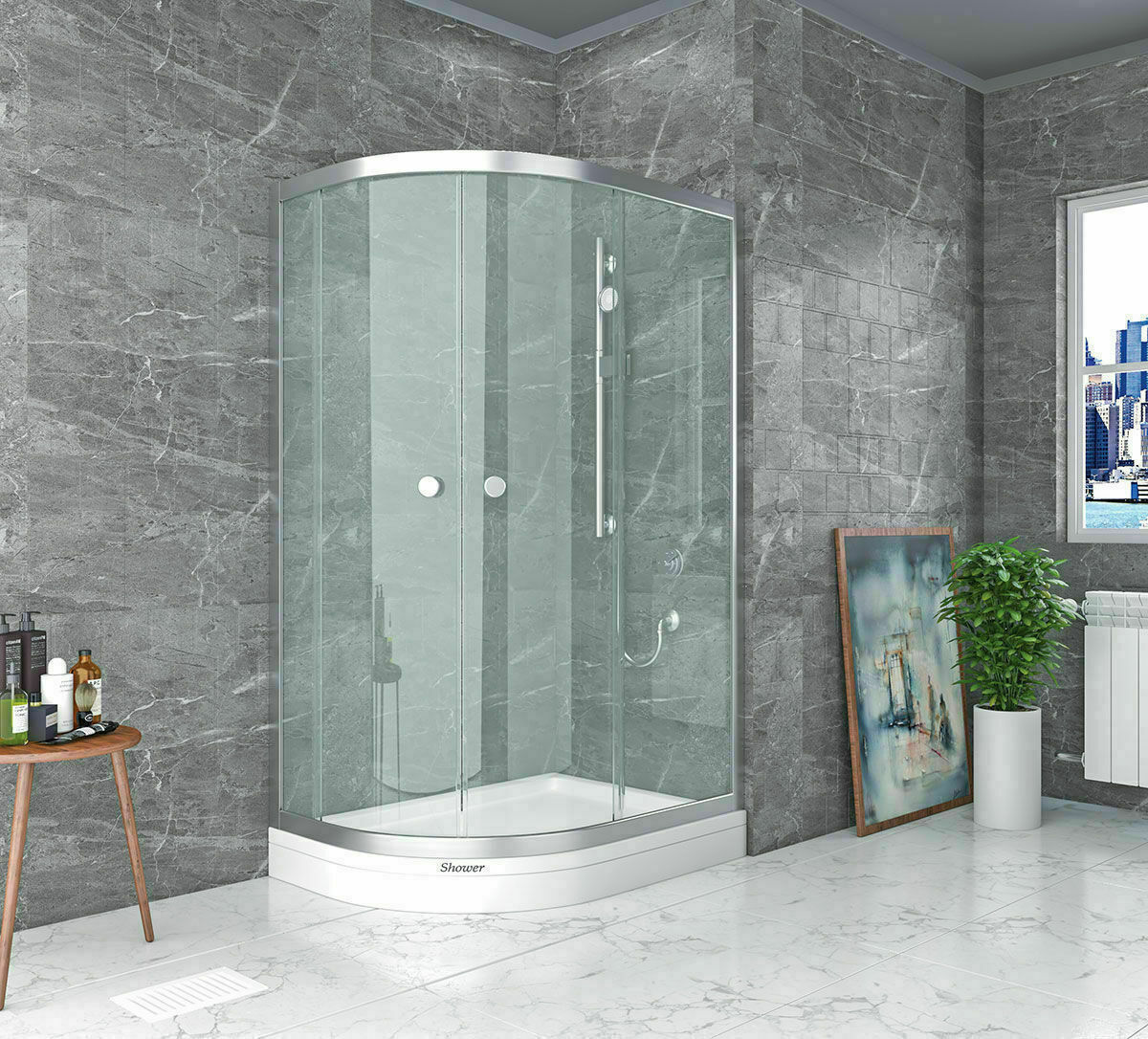 Shower Satürn 90x130 2 Sabit 2 Çalışır Asimetrik Tekne Üzeri Kabin