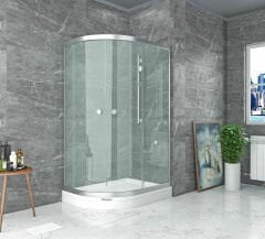 Shower Satürn 90x130 2 Sabit 2 Çalışır Asimetrik Tekne Üzeri Kabin