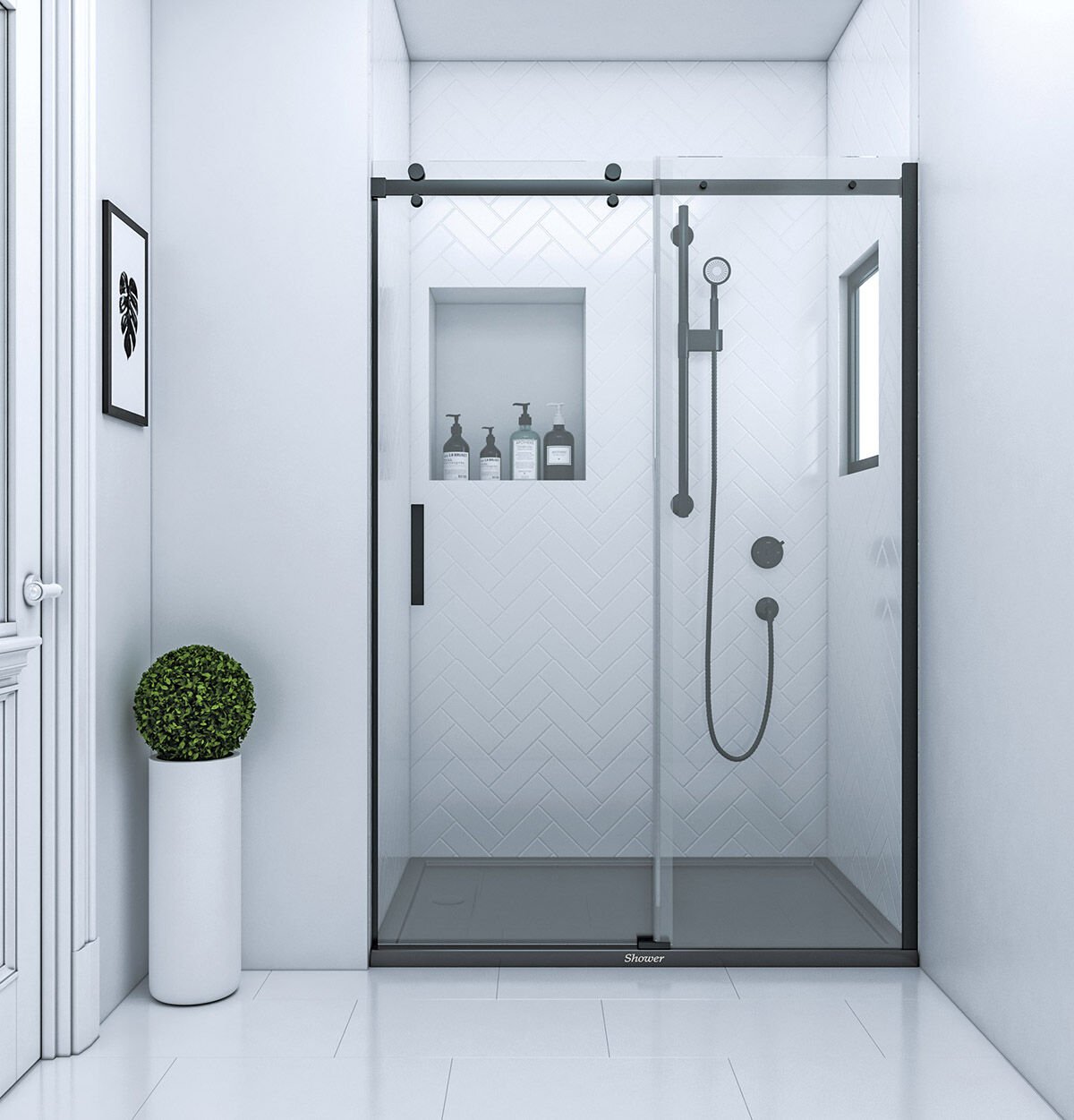 Shower Royal 120 cm 1 Sabit 1 Kayar İki Duvar Arası Tekne Üzeri Duş Kabini