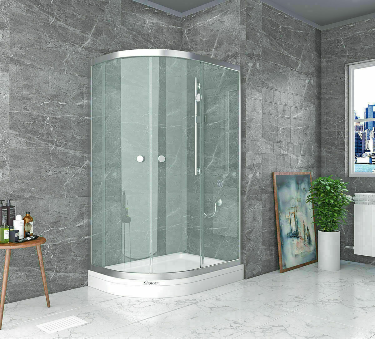 Shower Satürn 100x120 2 Sabit 2 Çalışır Asimetrik Tekne Üzeri Kabin