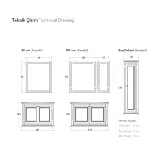 Shower Cristal 100 cm Banyo Dolabı (Kapaklı)