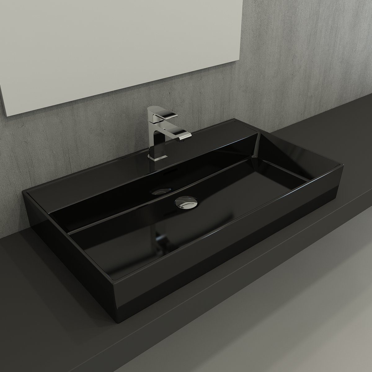 Bocchi | Milano 80 cm Lavabo Parlak Siyah