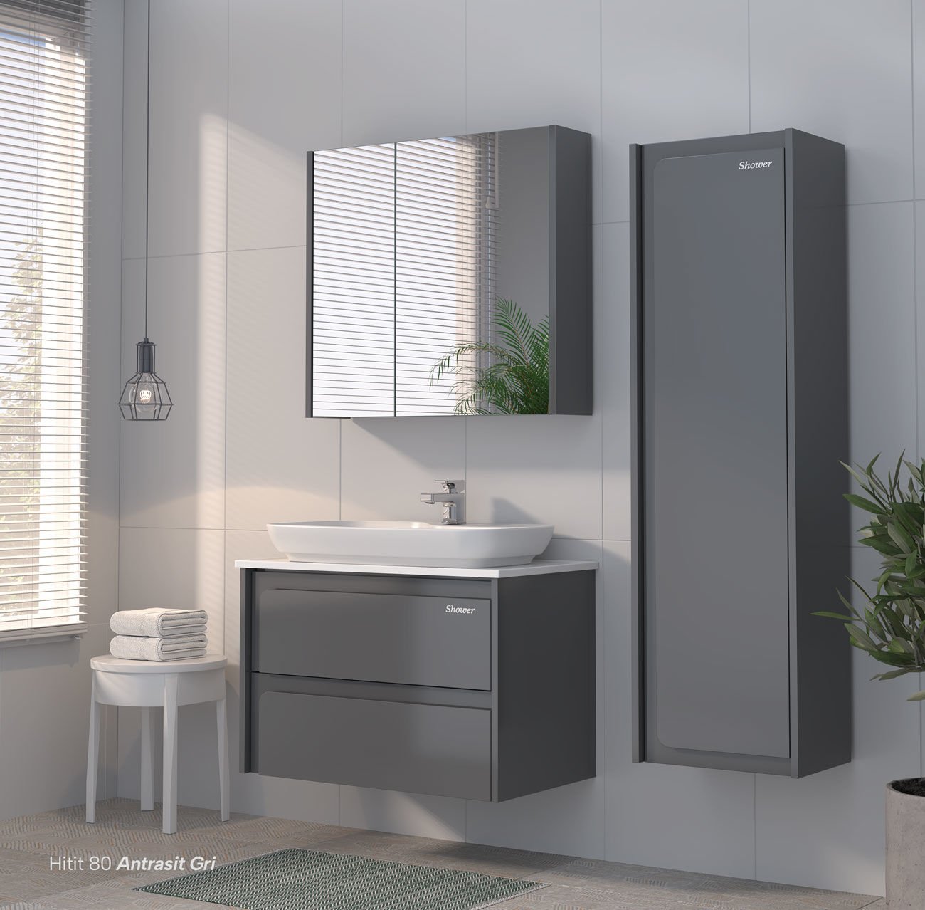 Shower Hitit 80 cm Banyo Dolabı