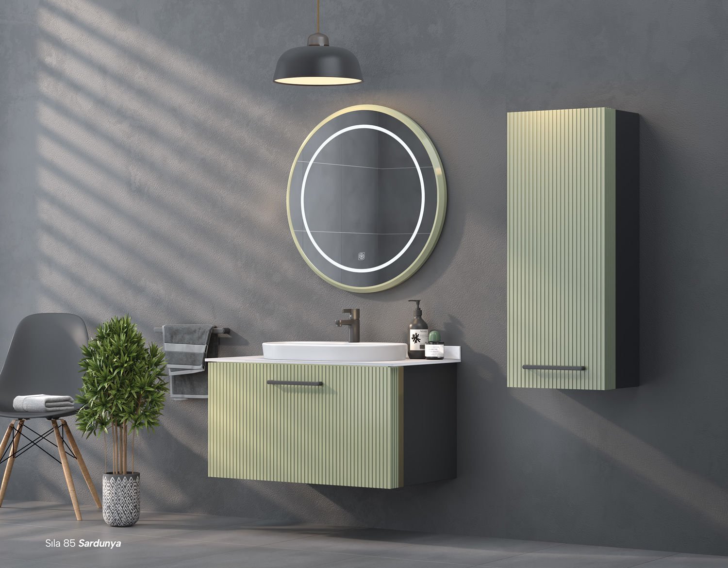 Shower Sıla 85 cm Banyo Dolabı (Sardunya)