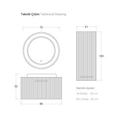 Shower Sıla 85 cm Banyo Dolabı (Sardunya)