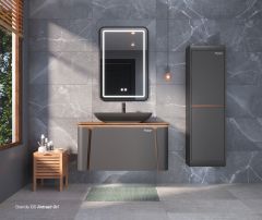 Shower Grande 85 cm Banyo Dolabı Antrasit Gri