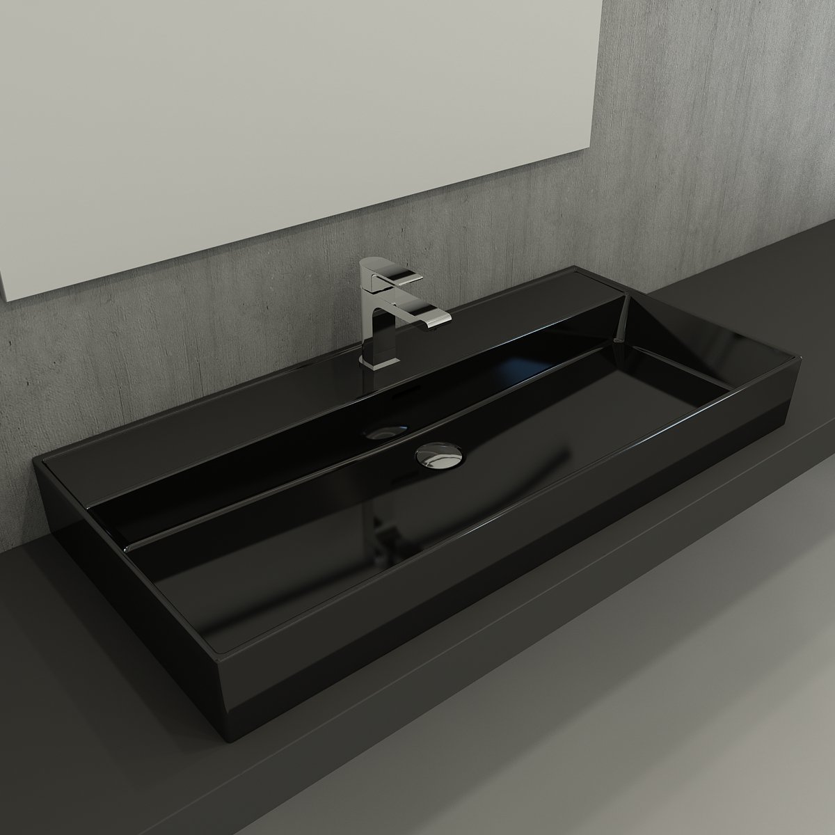 Bocchi | Milano 100 cm Lavabo Parlak Siyah