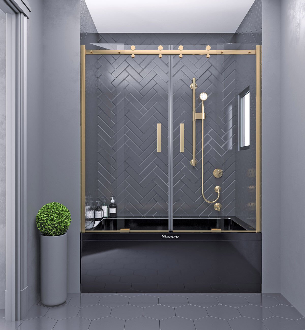 Shower Royal 150 cm 2 Sabit 2 Kayar İki Duvar Arası Küvet Üzeri Duş Kabini