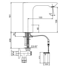 E.C.A. | COMPACT FOTOSELLİ LAVABO BATARYASI - PİLLİ (Çift Su Girişli)